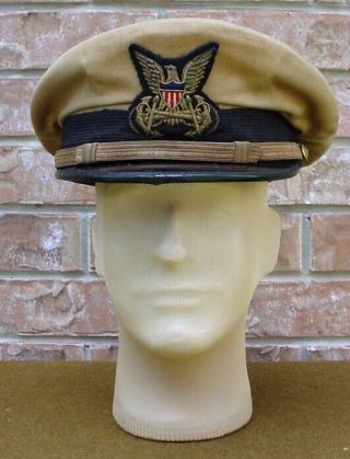 Wwii Us Army Transportation Service Ats Officers Visor Cap W/ Bullion Cap Badge