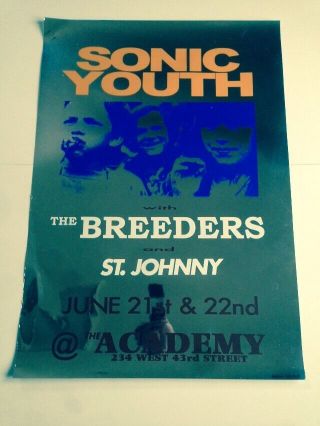 Sonic Youth - Rare Limited Edition Vintage Nyc Concert Poster (1993) Breeders