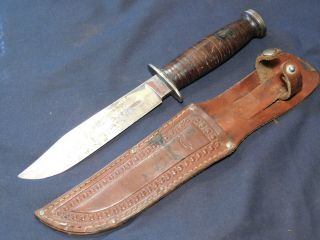 A,  Wwii Us Fighting Knife Kinfolks Pilot Survival Army Usn Bowie W/ Scbd Id 