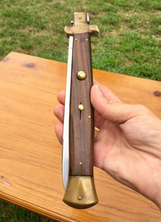 Vintage Italian Stiletto Knife,  17” Long Wood Handle Made In Italy,  Mid Century 10