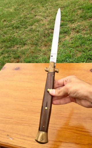 Vintage Italian Stiletto Knife,  17” Long Wood Handle Made In Italy,  Mid Century