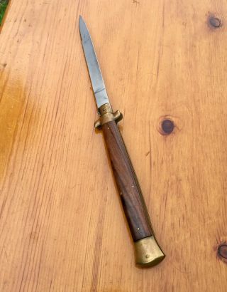 Vintage Italian Stiletto Knife,  17” Long Wood Handle Made In Italy,  Mid Century 3