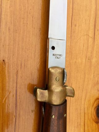 Vintage Italian Stiletto Knife,  17” Long Wood Handle Made In Italy,  Mid Century 4
