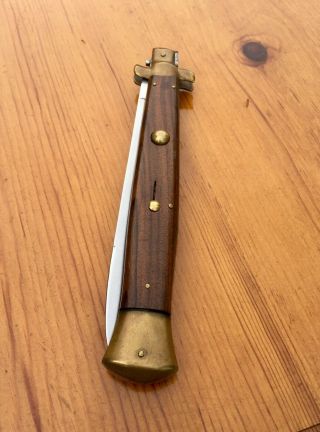 Vintage Italian Stiletto Knife,  17” Long Wood Handle Made In Italy,  Mid Century 5
