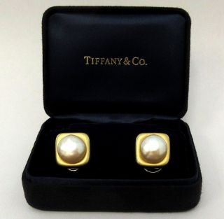 Vintage Tiffany & Co.  18k Gold Mabe Pearl Earrings