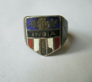 Wwii 1944 Us Military Cbi China Burma India Theater Sterling Silver Enamel Ring