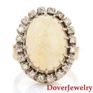 Estate Diamond Opal 14k White Gold Cocktail Ring 9.  1 Grams Nr