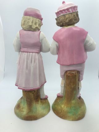 Antique German Bisque Figurine of Boy & Girl Holding Cat And Rabbit 10” Inches 7