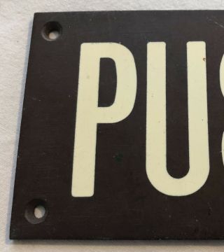 Vintage 1930/40’s Phosphor Bronze Brass & Enamel Door “PUSH” Plate Sign 2