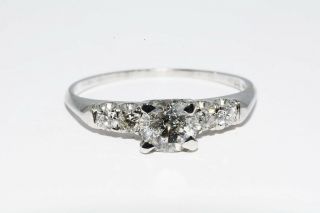$4,  250.  64ct Antique Art Deco Natural European Cut Platinum Diamond Ring