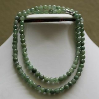Natural Jade (grade A) Untreated Oily Green Jadeite Necklace 5.  2mm 19 "