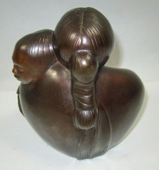 Vintage Jean Juhlin Bronze Native American Woman & Baby Sculpture 6/60 3