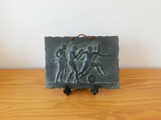 C.  20th - Vintage Greek Pottery Wall Plaque In Ancient Style - " Runners "