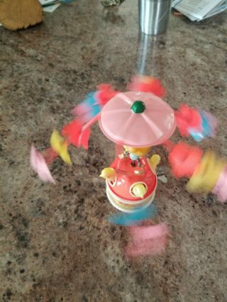 Vintage 1950 ' s Japan Wind Up Celluloid & Tin Toy Bird Carousels 4