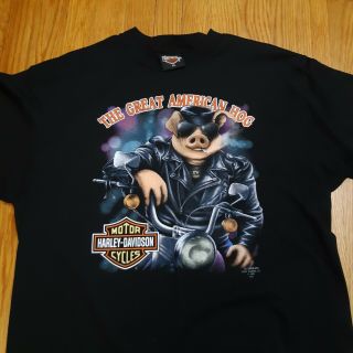 Vintage 3d Emblem Harley Davidson Great American Hog Shirt 1991 Single Stitch