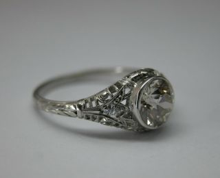 Antique Art Deco Platinum Diamond Filigree Engagement Ring Semi Mount Setting