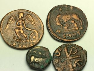 Ancient Auth.  4 Rare$ Coins; 1 Greek 400 Bc,  2 Roman 307 Ad & 1 Byzantine 527 Ad
