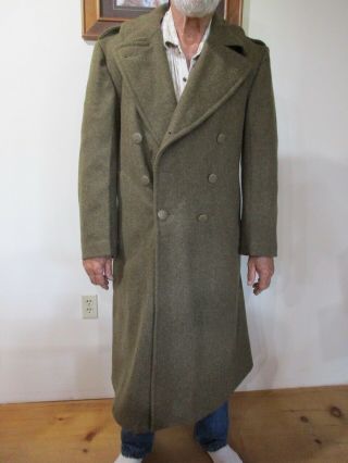 Wwii Military Wool Overcoat Great Coat Nov 19 1942 Olive 42 S Us Army