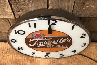 RARE Vintage TADCASTER Ale Beer Light Up Advertising Clock Sign Bar Pub Man Cave 12