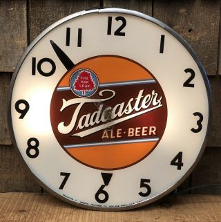 RARE Vintage TADCASTER Ale Beer Light Up Advertising Clock Sign Bar Pub Man Cave 2