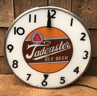 RARE Vintage TADCASTER Ale Beer Light Up Advertising Clock Sign Bar Pub Man Cave 7