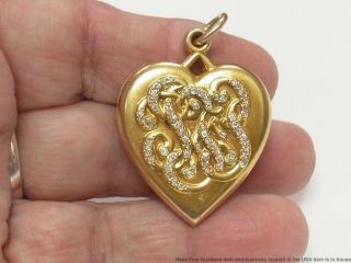 18k Gold 1ctw Diamond Giant Heart Locket Pendant 1904 St Louis Worlds Fair 11