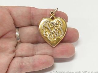 18k Gold 1ctw Diamond Giant Heart Locket Pendant 1904 St Louis Worlds Fair 12