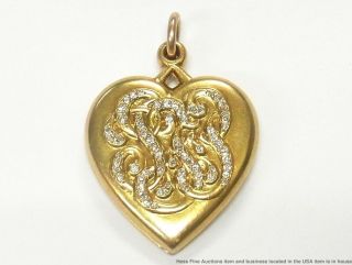 18k Gold 1ctw Diamond Giant Heart Locket Pendant 1904 St Louis Worlds Fair 2