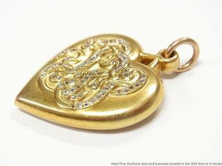 18k Gold 1ctw Diamond Giant Heart Locket Pendant 1904 St Louis Worlds Fair 3