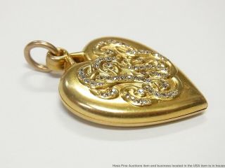 18k Gold 1ctw Diamond Giant Heart Locket Pendant 1904 St Louis Worlds Fair 4