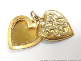 18k Gold 1ctw Diamond Giant Heart Locket Pendant 1904 St Louis Worlds Fair 6