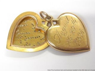 18k Gold 1ctw Diamond Giant Heart Locket Pendant 1904 St Louis Worlds Fair 7