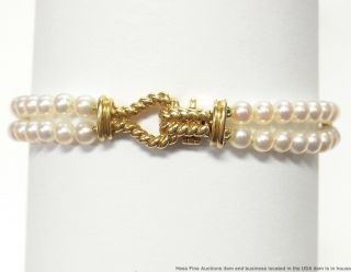 Ultra Fine Akoya Pearl 18k Gold Double Strand Vintage Signed Tiffany Co Bracelet