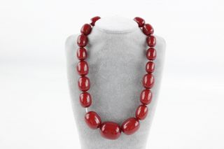 True Vintage Cherry Amber Bead Necklace Pin 48cm (116g)