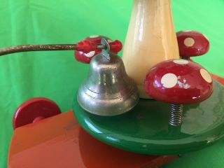 60s Greek Red Pull Psychedelic Toy Mushroom Amanita W Bell Kouvalias 3