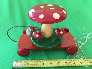 60s Greek Red Pull Psychedelic Toy Mushroom Amanita W Bell Kouvalias 6