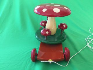 60s Greek Red Pull Psychedelic Toy Mushroom Amanita W Bell Kouvalias 8