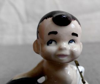 Vintage NAUGHTY BABY Bowling Ball Porcelain Miniature Figurine Diapers & Pin 2