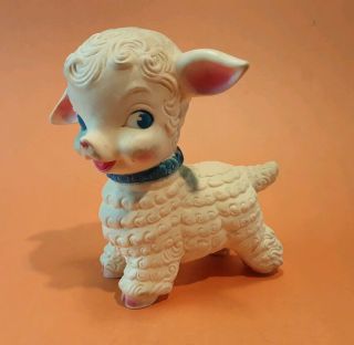 Vintage Edward Mobley Co 1958 Sheep Lamb Rubber Squeak Baby Toy Arrow Rubber