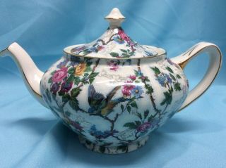 Vintage Royal Tudor Ware Lorna Doone Chintz Bluebirds Teapot