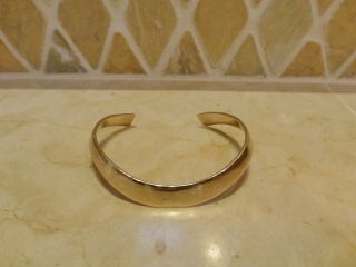 Vintage Artisan Signed Hand Crafted 14k Yellow Gold Wide 3d Cuff Bangle Bracelet