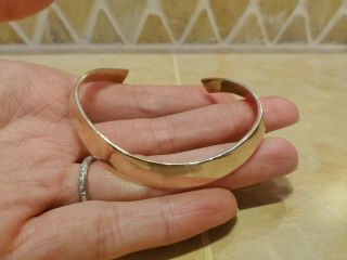 Vintage artisan signed hand crafted 14k yellow gold wide 3D cuff bangle bracelet 2