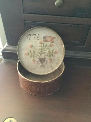 Primitive Hand Embroidered Patriotic Box - Made By Stacy Nash