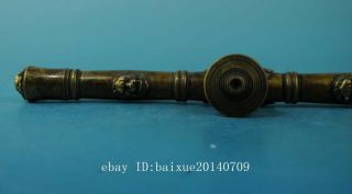 chinese old copper carved lion head and Pi Xiu Smoking tool tobacco stems e01 5