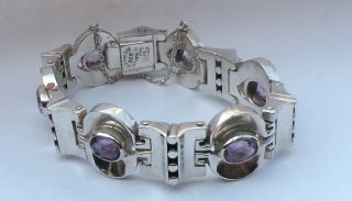 Rare Bernice Goodspeed 970 Sterling Silver Amethyst Taxco Mexico Bracelet Wow