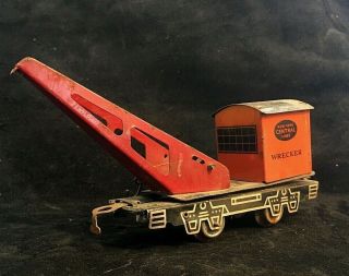 (a) Vintage Tin Toy Marx Train York Central Lines Wrecker Tin Toy