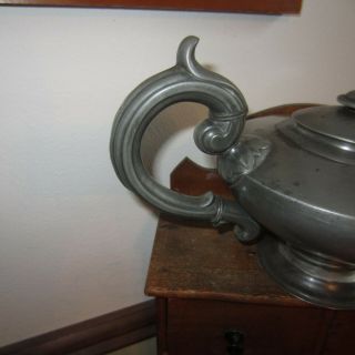 antique pewter early American unusual teapot,  early 1800 ' s,  12 