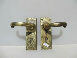 Late Vintage Brass Lever Door Handles Old Architectural Reclaim Rustic