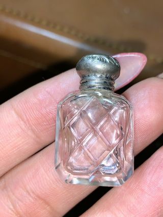 Tiny Sterling Top Poison Bottle Scent Bottle Antique 19th C