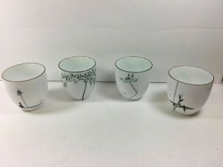 White Porcelain Japanese Sake Cups (set Of 4) 2.  5 " W X 2.  5 " H E026 C